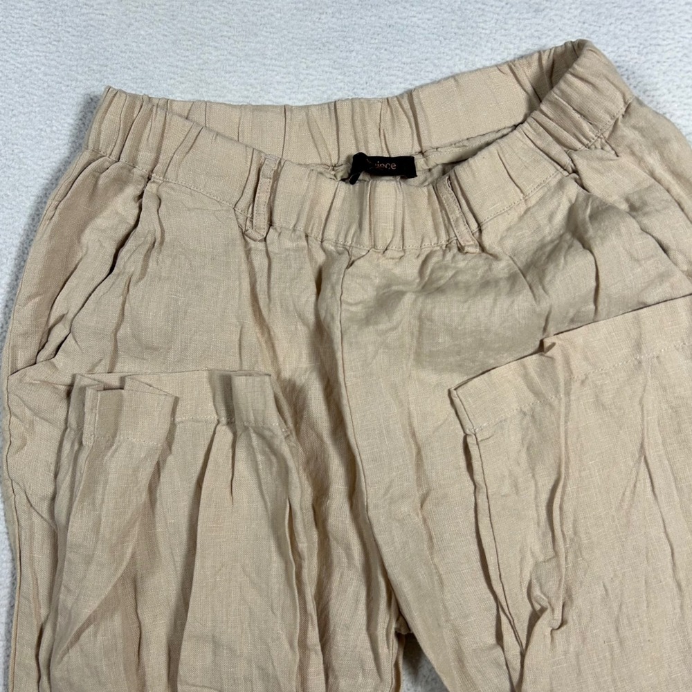 Quince Linen Pants Women XS Beige Elastic Waist Straight Leg Sustainable Flax